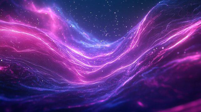Abstract cosmic wave with vibrant pink and purple energy patterns in space