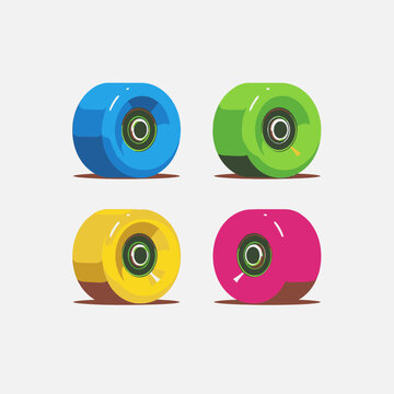 Colorful spool of thread icons set