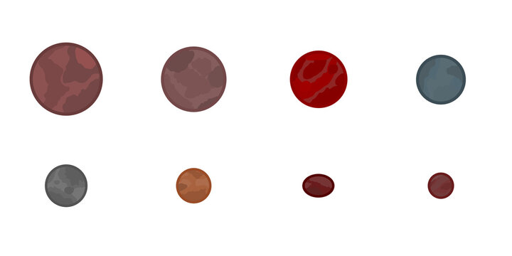 Dwarf Planet Candidates (Gonggong, Quaoar, Sedna, Orcus, Salacia, Varda, Varuna, Ixion) Transparent PNG Set Illustration &ndash; Solar System Minor Planet Illustration