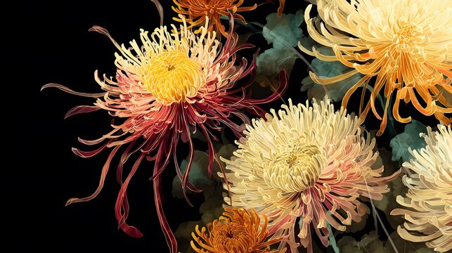 CG of Japanese Painting, Chrysanthemum

