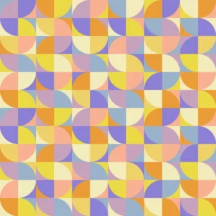 Mid-century modern style seamless geometric pattern, abstract pastel background with circle elements and color blocks. Eps 10 © Kateryna