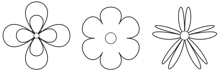 Fototapeta premium white and black Simple line art flower set, and plant icons, a versatile vector collection for modern design, white background, EPS10