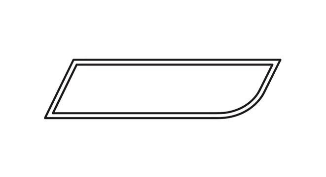 Simple black outline of a parallelogram with one rounded corner offers a clean geometric shape for modern graphic design and interface elements.