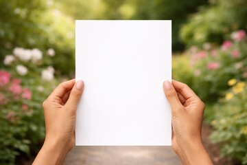 Obraz premium Blank paper in natural setting.