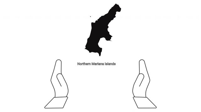 Northern Mariana Islands Map and Hand Gestures Illustration.