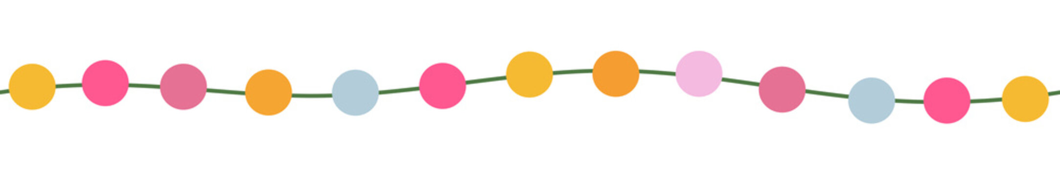 Christmas party lights colorful garland. Design element isolated on transparent background. PNG illustration