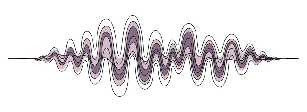 Abstract sound wave visualization with concentric circles, modern design transparent background.