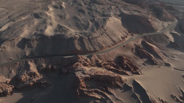 Atacama Desert, Chile. San Pedro de Atacama, Valle de la Luna. Aerial view by drone. 