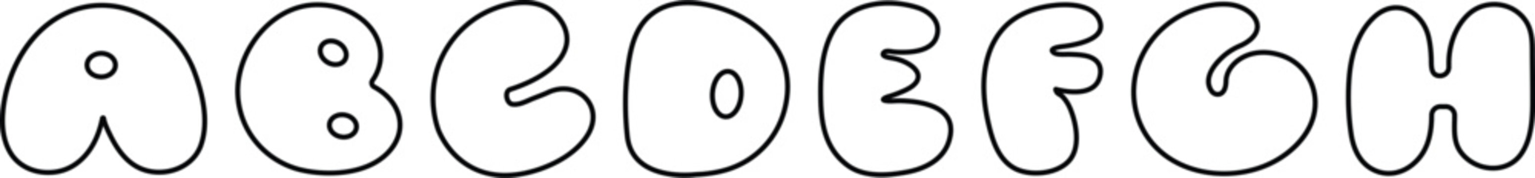 Bubble font alphabet letters abcdefg