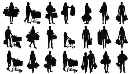 Silhouettes of people in various poses and activities © Rabbe