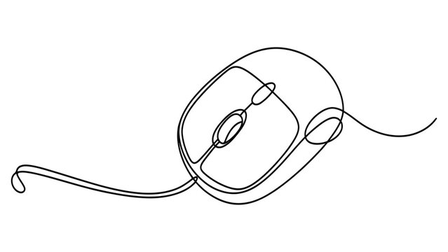 Continuous line drawing of a computer mouse