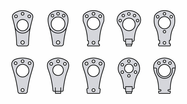 Set of 10 Soft Light Box Speed Ring Adapter Connector Tabs in Flat Vector Style for Studio Photography and Lighting