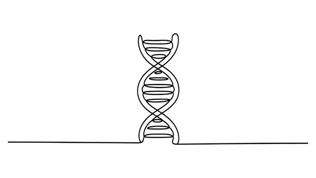 Dna double helix structure drawn in a continuous line art style