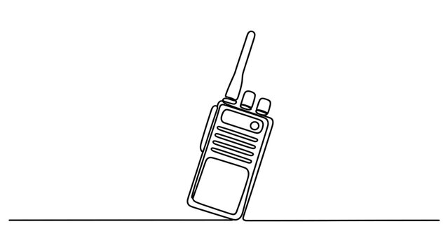 Continuous line drawing of a walkie talkie radio