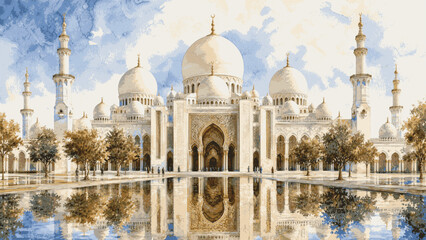 Naklejka premium Faith and Light Mosque of Peace isolated watercolor vector illustration svg