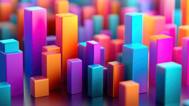 Abstract colorful geometric columns in vibrant hues, representing data growth and modern design concepts