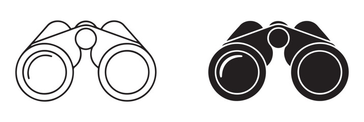 Binoculars outline and filled icon set for looking observing or searching vector illustration. © Sen