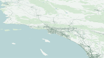 Modern minimalist vector map of Los Angeles, California, USA. High-quality scalable illustration of Los Angeles city grid, LA freeway network, Santa Monica bayfront for posters and design. © AliRza