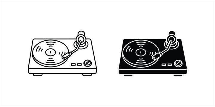 Black and white record player side by side turntable