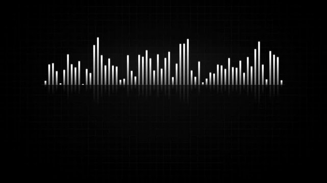 Abstract audio waveform visualization on a black background with reflection.