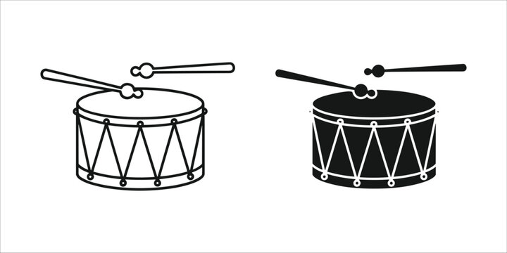 Black and white snare drum with drumsticks musical instrument