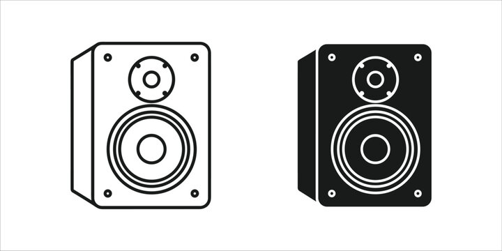 Black and white speakers side by side audio sound
