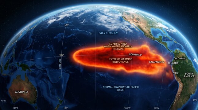 Super El Ni&ntilde;o Super El Nino Warm Water Anomaly Extreme Warming Pacific Ocean Earth