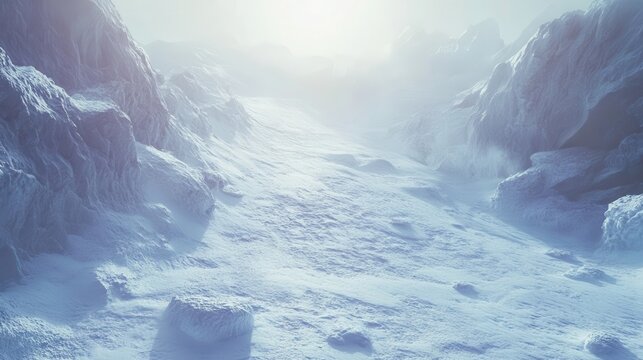 Melting Glacier Landscape in a Harsh Winter Environment Demonstrating Climate Change Effects