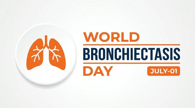 World Bronchiectasis Day July 1 Awareness Banner with Lungs Illustration and Respiratory Health Concept
