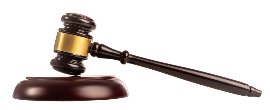 Wooden gavel and sound block isolated