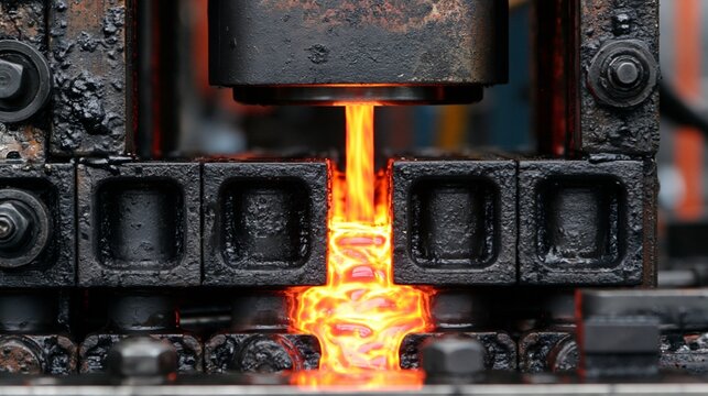 Compression molding process in action creating durable engine mounts with molten rubber injected into precise molds.
