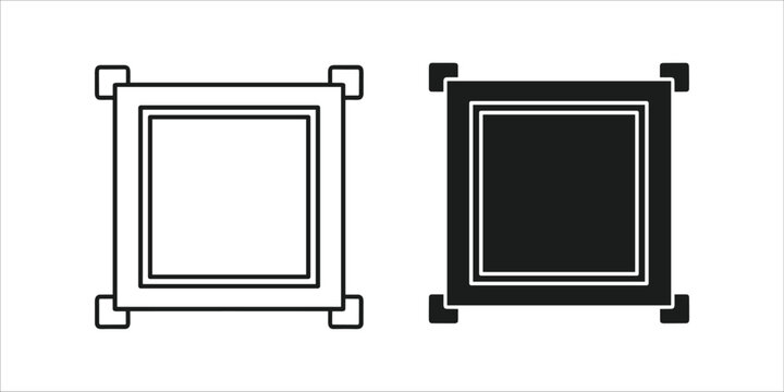 Black and white squares with double borders and symmetrical