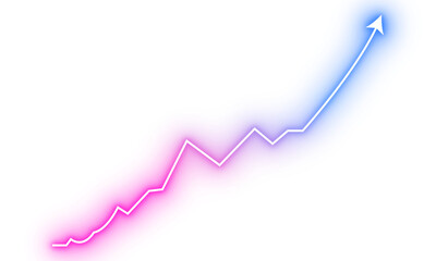 blue pink neon growth arrow transparent png design, glowing financial graph isolated transparent background, abstract upward business arrow png transparent effect © PNG Craft