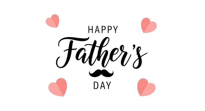 Happy father's day calligraphy with hearts and mustache graphic