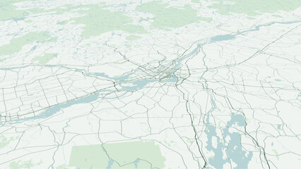 Fototapeta premium Modern minimalist vector map of Chateauguay, Quebec, Canada. High-quality scalable illustration of Chateauguay city grid, Chateauguay River bends, Lake Saint-Louis waterfront for posters and design.