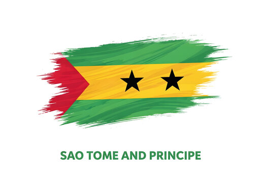 Flag of Sao Tome and Principe painted on white background
