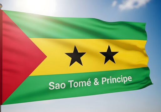 Waving Flag of Sao Tome and Principe in the Wind