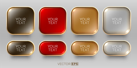 Naklejka na ściany i meble Shiny metallic UI buttons and frames.