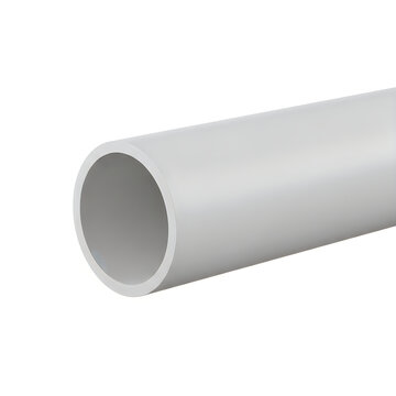 Single grey plastic pipe piece for construction and plumbing