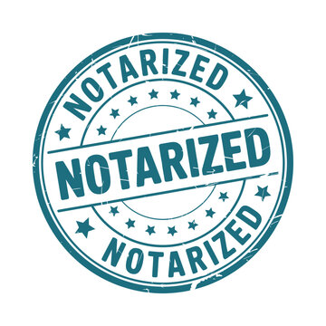 Notarized Stamp With Stars Teal Vector Illustration On White Background