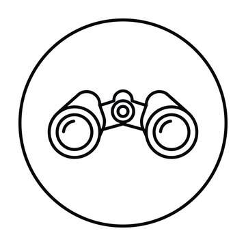 Minimalist outline icon of binoculars for travel and exploration UI design