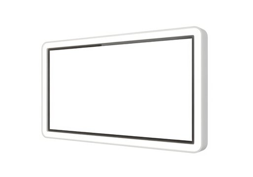 Sleek modern flat panel display with minimalist white frame isolated on white background