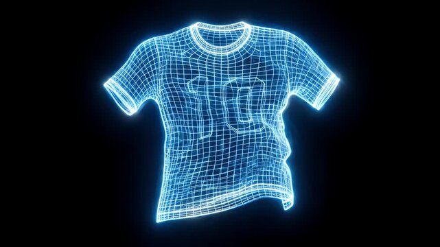 Digital Wireframe Soccer Jersey - This video features a glowing wireframe representation of a soccer jersey, prominently displaying the number "10" on its front.