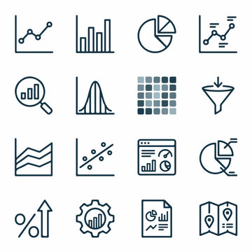 Collection of Vector Data Analysis and Business Intelligence Icons