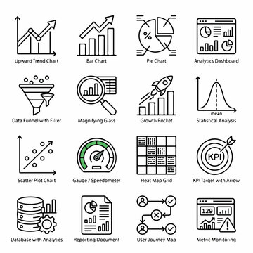 Collection of Data Analysis and Business Performance Linear Icons