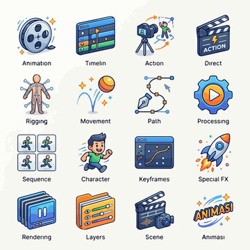 Comprehensive Collection of Animation and Video Production Icons