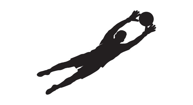 Goalkeeper Silhouette In Action Against White Background