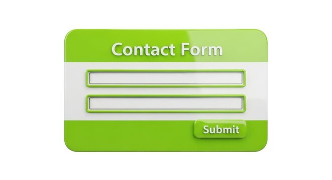 Green contact form, web form, online form, contact button, submit button