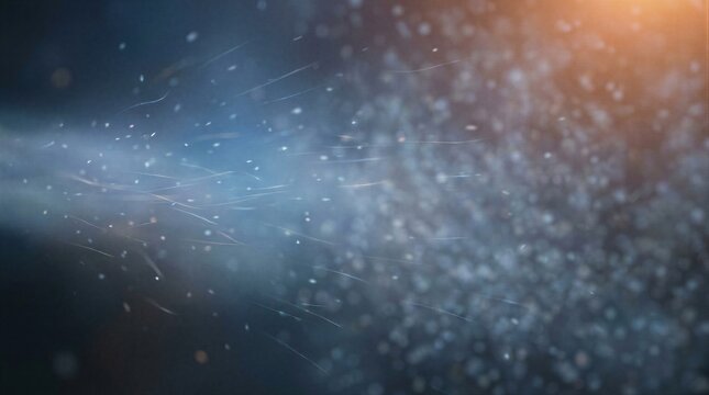 Floating particles of virus in the air. Microbial pathogen spreading in the light beam. Microbiology concept of biological hazard, airborne disease transmission and microscopic infection.