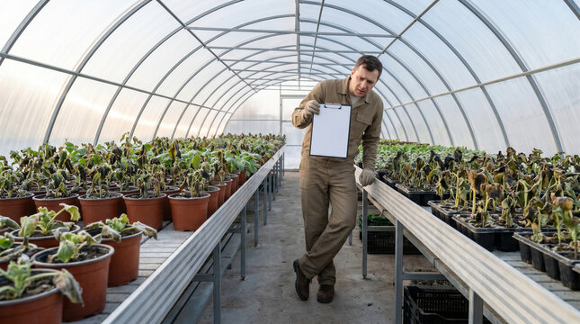 Late frost damage in a spring greenhouse